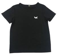 Čierne tričko s holubičkou SHEIN