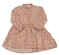 Staroružové kvetované ľahké šaty s golierikom zn. H&M