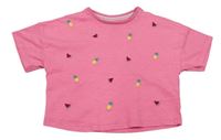 Neónově ružové crop tričko s ovociem F&F