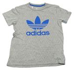 Šedo-bílé vzorované tričko s logem Adidas
