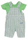2set- Zelené body + Bielo-modro-zelené pruhované na traké plátenné nohavice zn. M&S