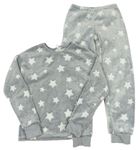 Šedé chlupaté pyžamo s hvězdičkami 