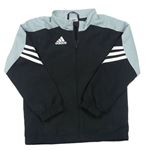 Černo-šedá šusťáková sportovní jarní bunda Adidas