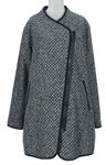 Dámský šedo-tmavošedý vzorovaný vlněný kabát TU 
