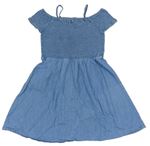 Modré riflové šaty se žabičkováním C&A