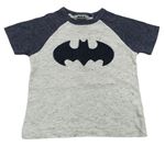 Světlešedo-tmavomodré melírované tričko s Batmanem Next