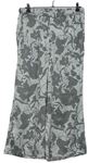 Dámské černo-béžové proužkované culottes kalhoty s květy C&A
