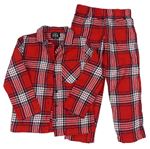 Červeno-černo-bílé kostkované flanelové pyžamo 