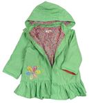 Zelený šusťákový jarní kabát s kytičkami a kapucí Bluezoo