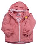 Růžová šusťáková jarní bunda se sluníčkem a kapucí 