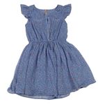 Modré květované šifonové šaty Next