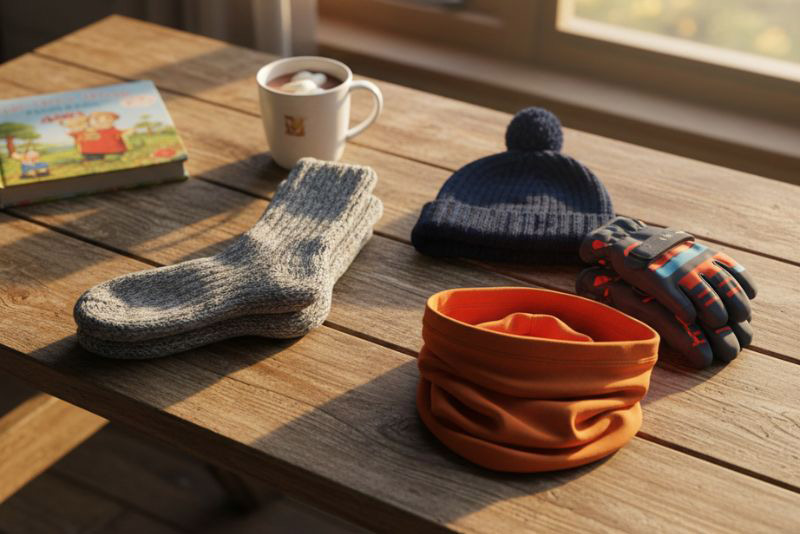 Doplňky oblečení na stole