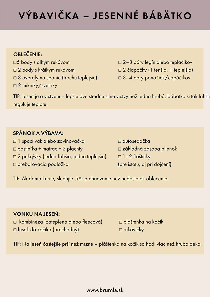 Výbavička - jesenné bábätko vo formáte PDF