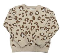 Béžový pletený sveter s leopardím vzorom Primark