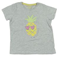 Svetlosivé melírované tričko s ananasom PRIMARK