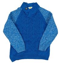 Modrý sveter s melírovanymi rukávy kids