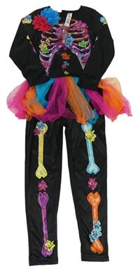 Kostým - Černo-barevný overal - kostra s tylovou sukní George