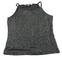 Čierno-strieborný trblietavý crop top
