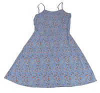 Modro-červené kvetované ľahké šaty Primark