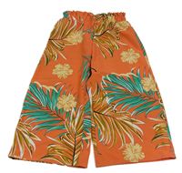 Korálové lehké culottes kalhoty s listy Shein