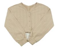 Béžové vzorované propínací crop triko shein