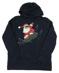 Tmavomodrá mikina so Santou a kapucňou