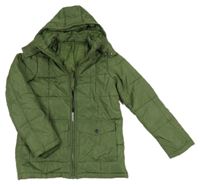 Tmavozelená šušťáková zateplená bunda s kapucňou Tchibo