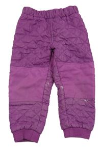 Purpurové prešívané zateplené šušťákové nohavice
