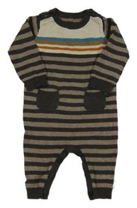 Béžovo-hnědý pruhovaný pletený overal Matalan