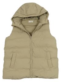 Béžová šušťáková zateplená vesta s kapucňou Mango