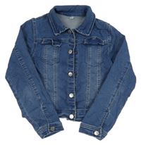 Modrá crop rifľová bunda s vreckami