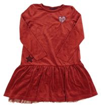 Červené sametové šaty se srdcem z flitrů Alive