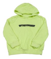 Neónově žlutozelená mikina s nápisom a kapucňou Primark