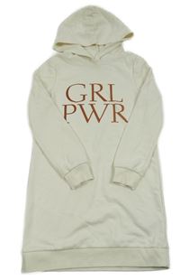 Smetanové teplákové šaty s nápisem a kapucí only