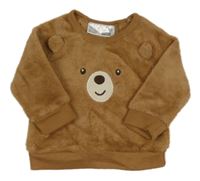 Hnedá chlpatá mikina s medvěďom Ergee