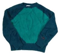 Petrolejovo-zelený chlpatý sveter