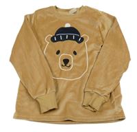 Hnedé zamatové pyžamové tričko s medvěďom Lupilu