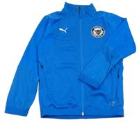 Modrá sportovní funkční propínací mikina s nášivkou Puma