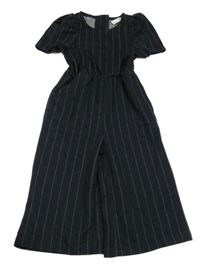 Černý pruhovaný kalhotový overal Topolino