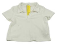 Nové - biele vzorované úpletové polo tričko Shein