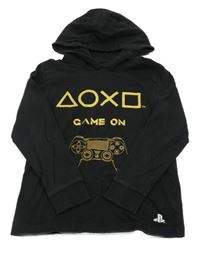 Černé triko s nápisem a kapucí Next