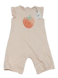Nové - světlerůžový kraťasový overal s jahodou Tu