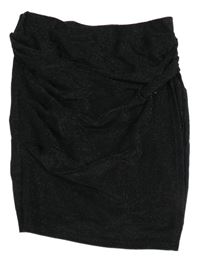 Čierna trblietavá elastická sukňa