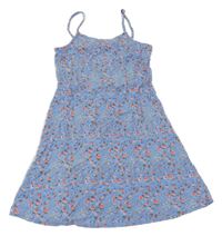 Modro-červené kvetované ľahké šaty Primark