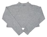 Sivé melírované úpletové crop tričko New Look