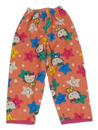 Korálové sametové tepláky s Hello Kitty a barevnými hvězdami 