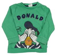 Zelená rebrovaná mikina s Donaldem zn. Disney