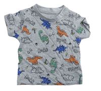 Šedé melírované tričko s dinosaury Matalan