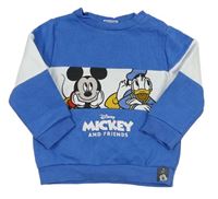 Modro-biela mikina s Mickeym a Donaldem Disney