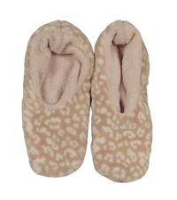 Růžovo-bílé plyšové bačkory s leopardím vzorem vel. 37